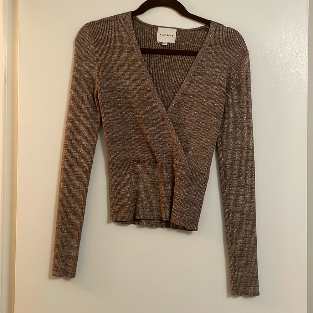 Sparkly v-neck wrap sweater